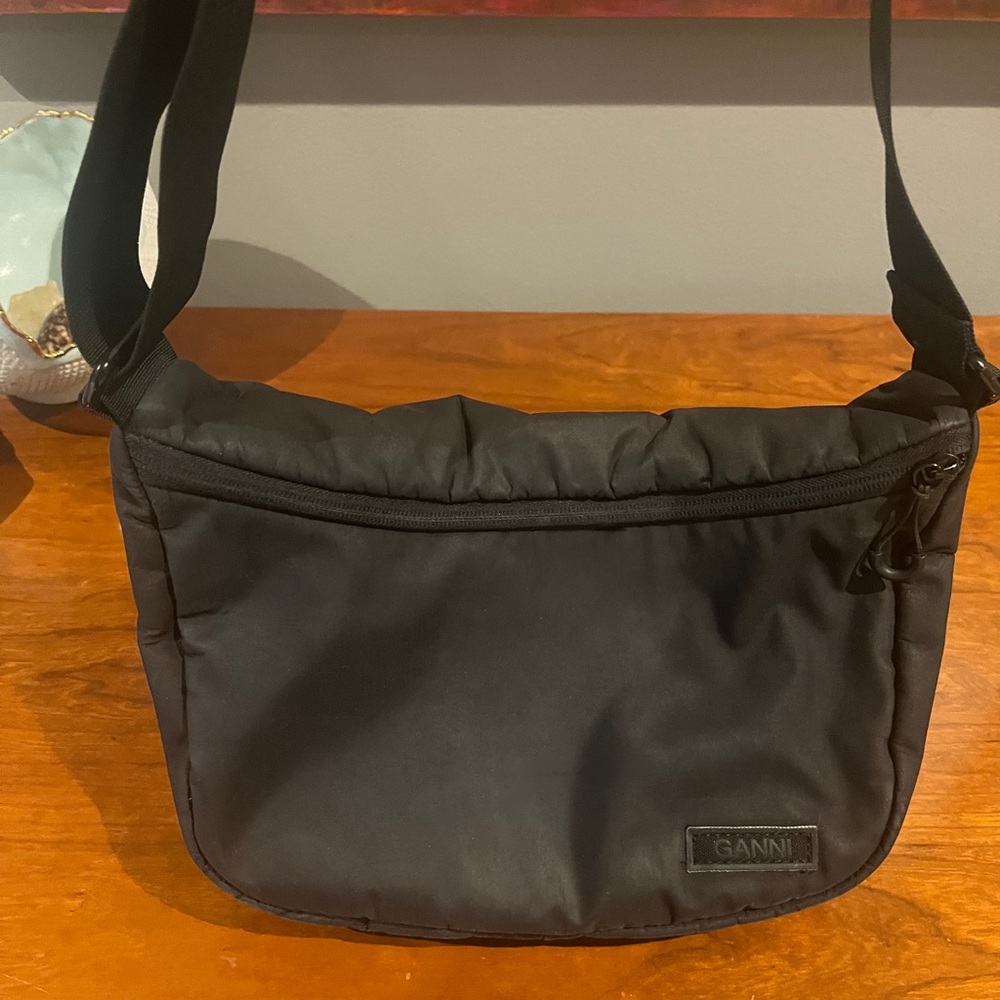 Ganni Black Recycled Tech Fabric Cross Body Bag